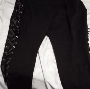 Black lace up leggings